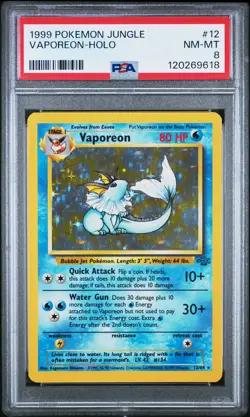1999 POKEMON JUNGLE #12 VAPOREON-HOLO PSA 8 - Image 1