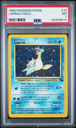 1999 POKEMON FOSSIL #10 LAPRAS-HOLO PSA 7 - Image 1