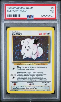 1999 POKEMON GAME #5 CLEFAIRY-HOLO PSA 7 - Image 1