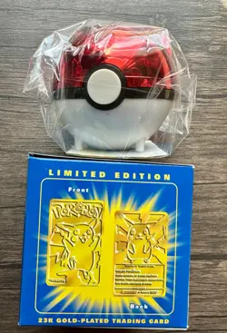 SEALED Burger King Pikachu Blue Pokemon 23K Plated Trading Card Pokeball - Image 2