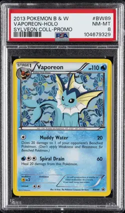 2013 POKEMON B&W PROMO SYLVEON COLL #BW89 VAPOREON-HOLO PSA 8 - Image 1