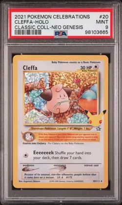 PSA 9 Cleffa Pokemon Celebrations Classic Coll Neo Genesis 2021 #20/111 MINT - Image 1