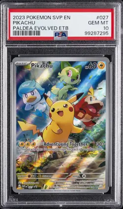 2023 POKEMON SVP EN-SV BLACK STAR PROMO #027 PIKACHU PSA 10 - Image 1