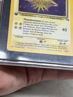 1999 Pokemon Fossil - #15 Zapdos Holo 1st Edition - SGC 7.5 - Image 4