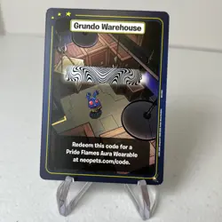 Neopets TCG Grundo Warehouse Virtual Prize Card Pride Flames Aura Wearable Code - Image 1