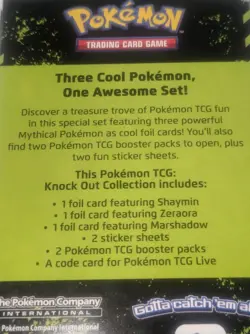 Pokemon TCG Knock Out Collection Shaymin,Zeraora,Marshadow Foil Card And 2 Packs - Image 2
