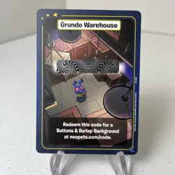 Neopets TCG Grundo's Warehouse Code Card Buttons & Burlap Background - Image 1