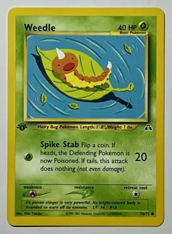 Weedle 70/75 (LP) 1st Edition Common Neo Discovery 2002 WOTC Pokemon Card - Image 1