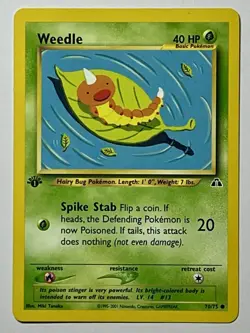 Weedle 70/75 (NM) 1st Edition Common Neo Discovery 2002 WOTC Pokemon Card - Image 1