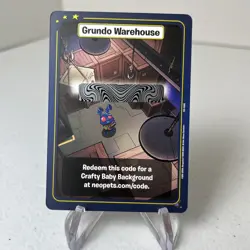 Neopets TCG Grundo's Warehouse Code Card Crafty Baby Background - Image 1