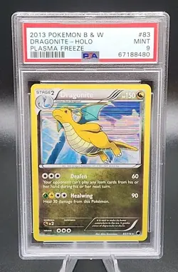 PSA 9 Mint Pokemon 2013 Dragonite #83 Black & White Plasma Freeze Holo - Image 1