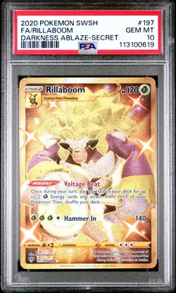 2020 POKEMON SWORD & SHIELD DARKNESS ABLAZE SECRET FULL ART/RILLABOOM PSA 10 - Image 1