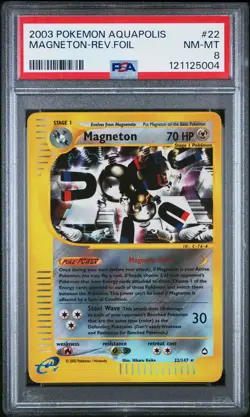2003 POKEMON AQUAPOLIS #22 MAGNETON-REVERSE FOIL PSA 8 - Image 1