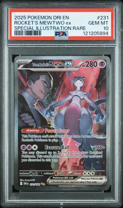2025 POKEMON DRI EN-DESTINED RIVALS #231 TEAM ROCKET'S MEWTWO EX PSA 10 - Image 1