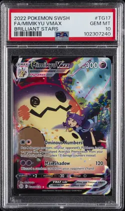 2022 POKEMON SWORD & SHIELD BRILLIANT STARS #TG17 FULL ART/MIMIKYU VMAX PSA 10 - Image 1
