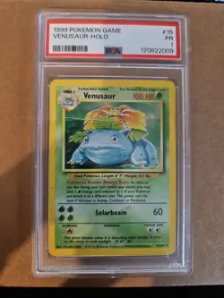 1999 Base Set Venusaur 15/102 Holo Foil Pokemon WOTC Unlimited PSA 1 - Image 1