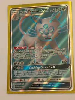 Alolan Persian GX Full Art Ultra Rare 219/236 Sun & Moon Cosmic Eclipse Pokemon - Image 1