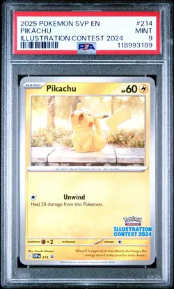 2025 POKEMON SVP EN-SV BLACK STAR PROMO ILLUSTRATION CONTEST 2024 PIKACHU PSA 9 - Image 1