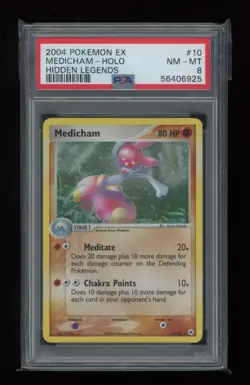 POKEMON EX Hidden Legends MEDICHAM 10/101 Rare REVERSE HOLO FOIL PSA 8 NM-MT - Image 1