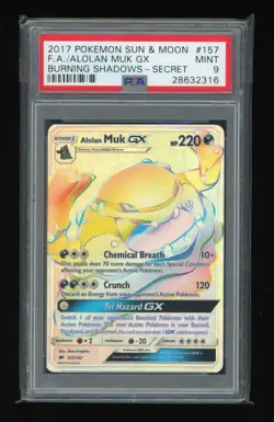 POKEMON S&M Burning Shadows ALOLAN MUK GX 157/147 Secret Rare PSA 9 MINT - Image 1