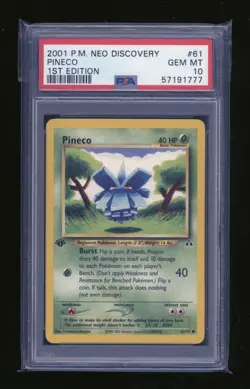 POKEMON 1st Edition Neo Discovery PINECO 61/75 Common PSA 10 GEM MINT Vintage - Image 1