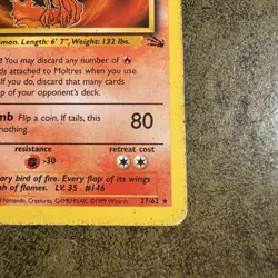 Pokemon TCG Moltres Fossil Card 27/62 Regular Card MP Condition - Image 2