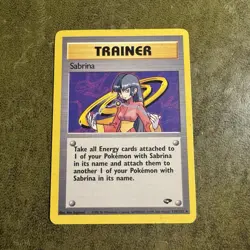 Pokemon TCG Sabrina Trainer 110/132 Gym Challenge Regular Rare Card MP Condition - Image 1