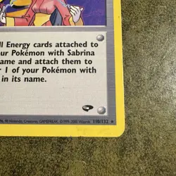Pokemon TCG Sabrina Trainer 110/132 Gym Challenge Regular Rare Card MP Condition - Image 2
