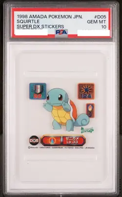 PSA 10 Pokemon Card Squirtle Amada Sticker Retsuden Super DX 1998 D05 Japanese - Image 1