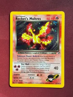 ROCKET'S MOLTRES 12/132 Gym Heroes HOLO rare Unlimited Pokemon TCG card NM+ - Image 1