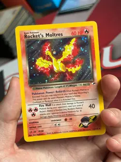ROCKET'S MOLTRES 12/132 Gym Heroes HOLO rare Unlimited Pokemon TCG card NM+ - Image 2
