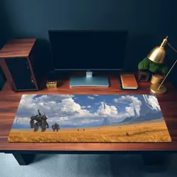 Futuristic Mecha MTG Playmat - Golden Plains Landscape TCG Battle Mat - Image 3