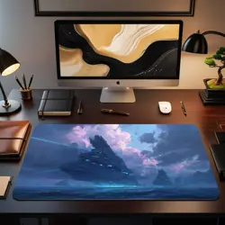 Ocean Fortress MTG Playmat - Futuristic Battleship Sci-Fi Magic TCG Mat - Image 2