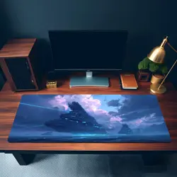 Ocean Fortress MTG Playmat - Futuristic Battleship Sci-Fi Magic TCG Mat - Image 3