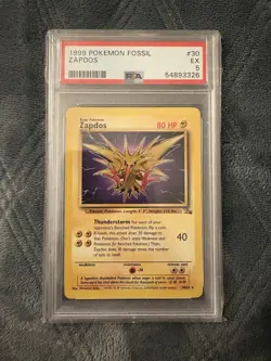 1999 Pokemon Fossil Zapdos PSA Graded - Image 1