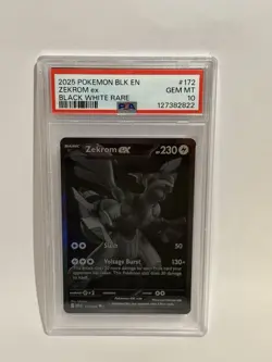 2025 Pokemon Zekrom EX #172 Black Bolt Black White Rare PSA 10 Gem Mint Card - Image 1