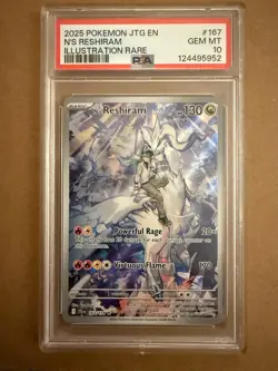 Pokemon N’s Reshiram TCG Card 167/165 JTG Illustration Rare PSA 10 Gem Mint - Image 1