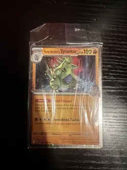 Team Rocket's Tyranitar 096/182 Sealed | Destined Rivals | Pokemon Center Stamp - Image 1