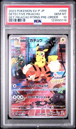 2023 POKEMON JPN SV-P PROMO #098 DETECTIVE PIKACHU PSA 10 - Image 1
