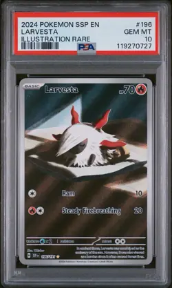 Larvesta 196/191 Pokemon S&V Surging Sparks Illustration Rare PSA 10 GEM MINT - Image 1