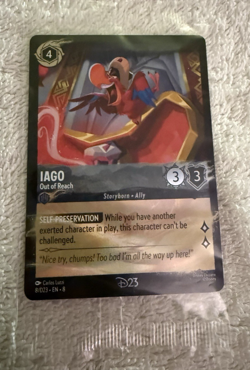 Disney Lorcana Iago Out of Reach D23 Gold Exclusive Trading Card Sealed - Image 1