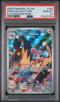 PSA 10 Iono's Kilowattrel 163/159 Pokemon Card Sv09: Journey Together GEM MINT - Image 1