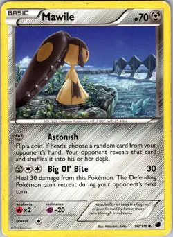 Pokemon TCG Mawile B&W Plasma Freeze 80/116 Regular Uncommon Card Played MP-LP - Image 1