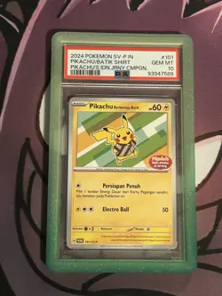 PSA 10 Pikachu Berkemeja Batik 101/SV-P Indonesia Journey Promo Pokemon Card - Image 1
