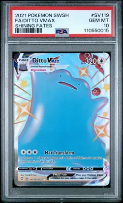 2021 POKEMON SWORD & SHIELD SHINING FATES #SV119 FULL ART/DITTO VMAX PSA 10 - Image 1