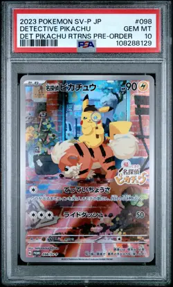 2023 POKEMON JAPANESE SV-P PROMO #098 DETECTIVE PIKACHU PSA 10 - Image 1