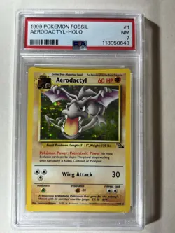 1999 POKEMON FOSSIL #1 AERODACTYL-HOLO PSA 7 Vintage! - Image 1