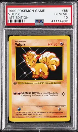 1999 POKEMON BASE SET 1ST EDITION #68 VULPIX PSA 10 - Image 1