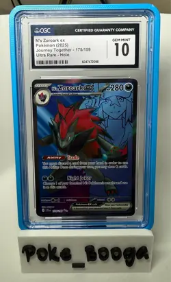 CGC 10 N's Zoroark ex 175/159 Ultra Rare JTG Journey Together Pokemon - Image 1