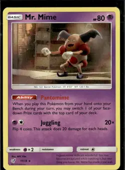 Pokemon Mr. Mime 11/18 Detective Pikachu Holo LP - Image 1